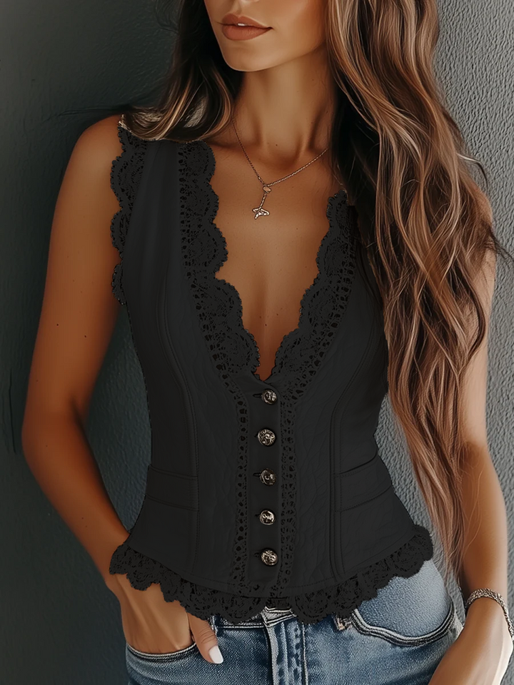 Jillian | Leather Lace Vest