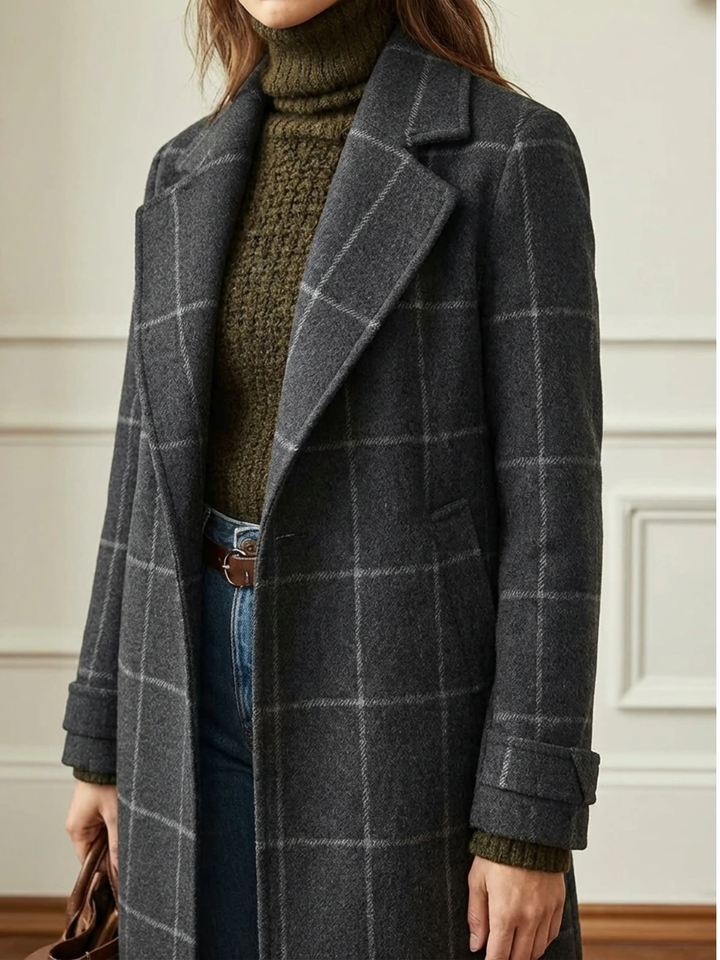 Arvae™ | Wool Check Long Coat