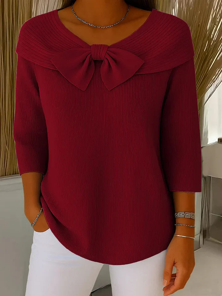 Serenna – Women's Sweater with Bow and Round-Neckline