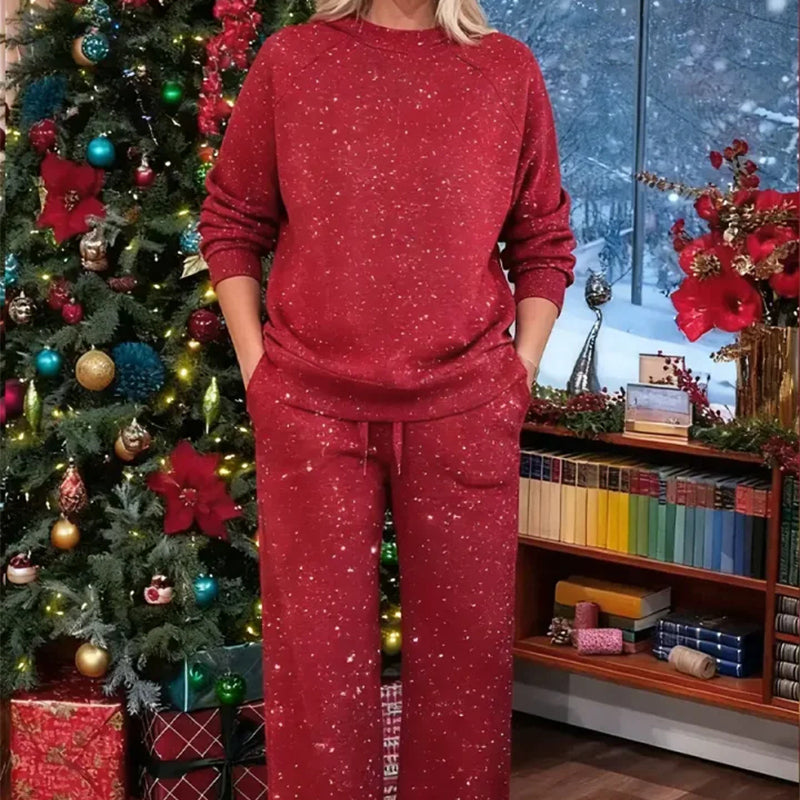 Brittany | Women's Glitter Christmas Two-Piece: Sweatshirt & Pants