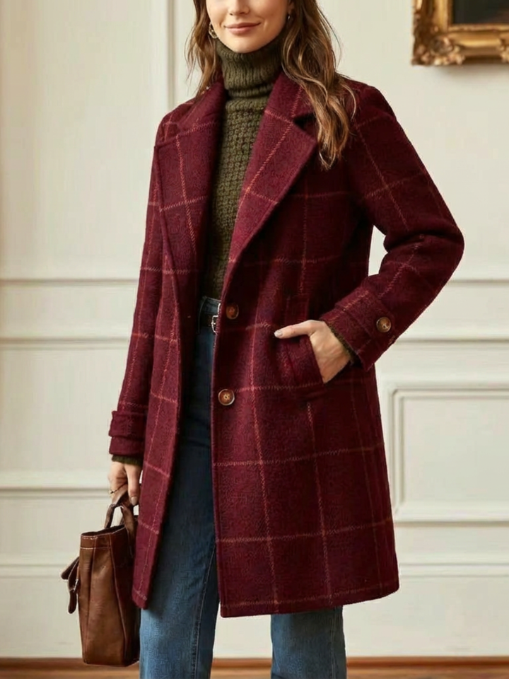 Arvae™ | Wool Check Long Coat
