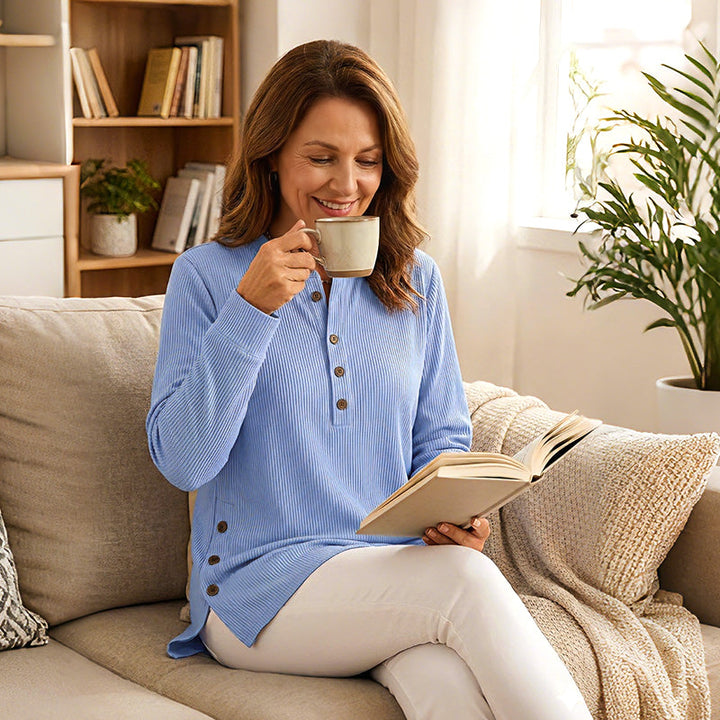 Angela | Cozy Knit Crewneck Sweater - Women's Relaxed Fit Long Sleeve Pullover