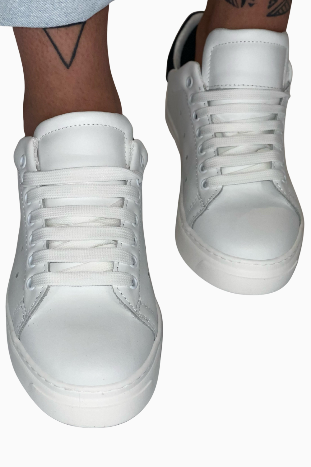 Frances | White Smart Shoes with Black Details