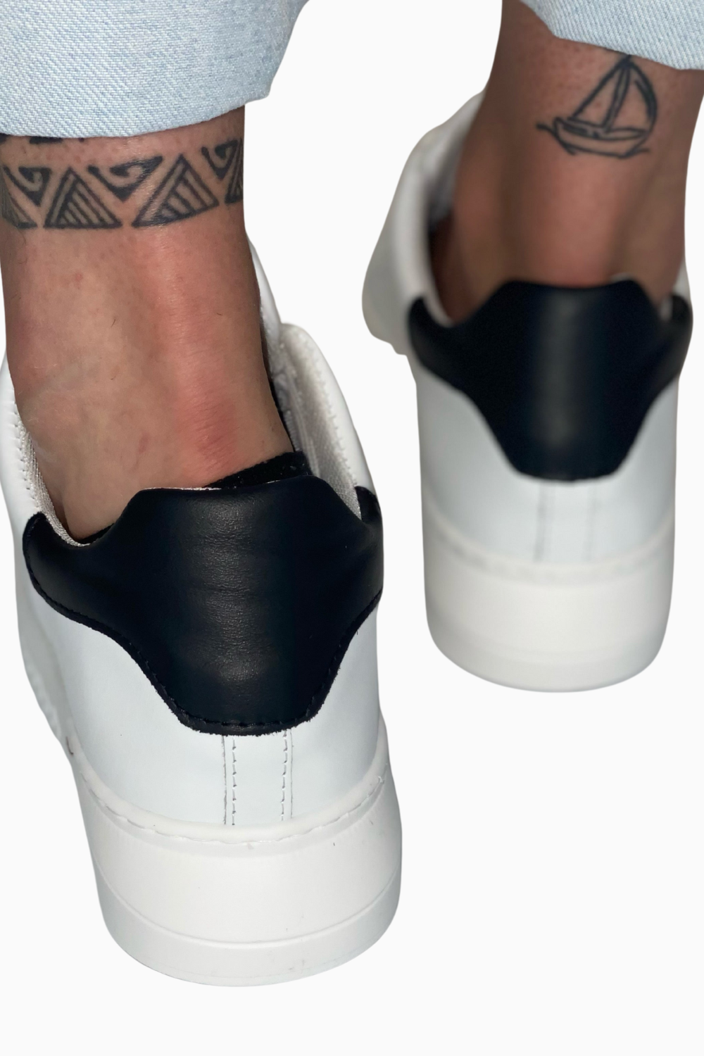 Frances | White Smart Shoes with Black Details