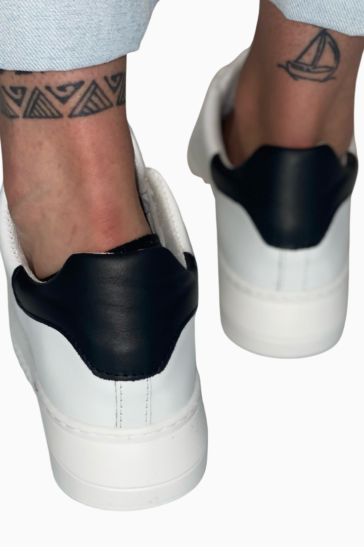 Frances | White Smart Shoes with Black Details