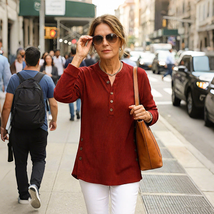 Angela | Cozy Knit Crewneck Sweater - Women's Relaxed Fit Long Sleeve Pullover