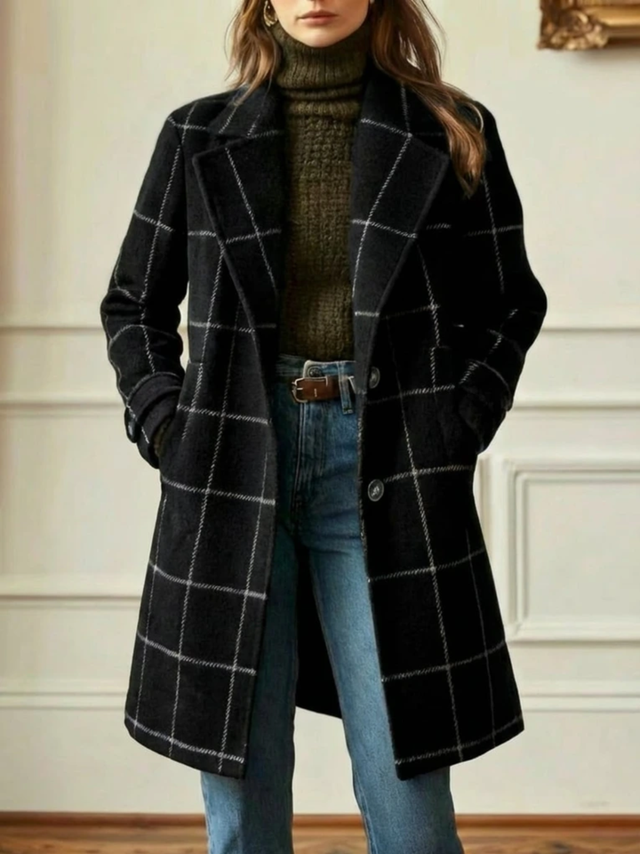 Arvae™ | Wool Check Long Coat