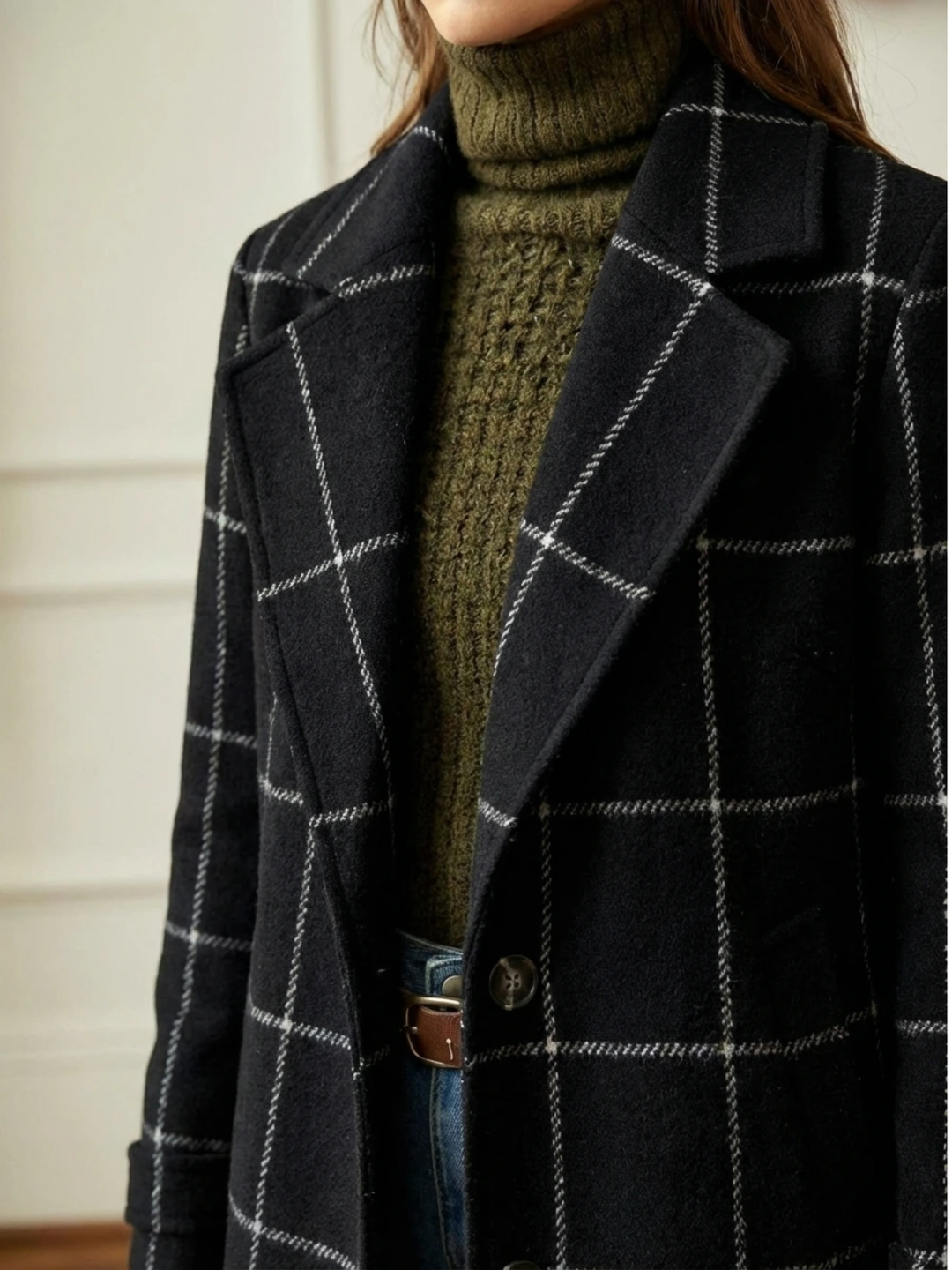 Arvae™ | Wool Check Long Coat
