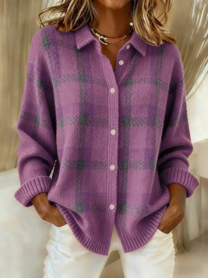Charlotte | Casual Contrast Plaid Retro Sweater