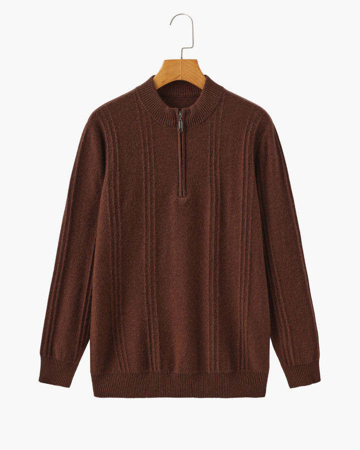 100% Cashmere Ribbed Half Zip