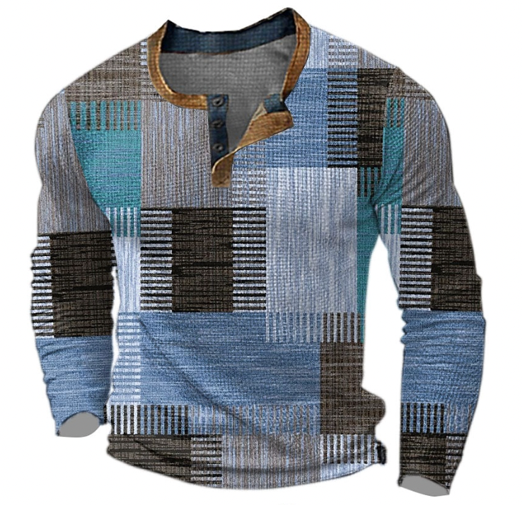 Brian™ | Stylish Henley shirt with geometric pattern