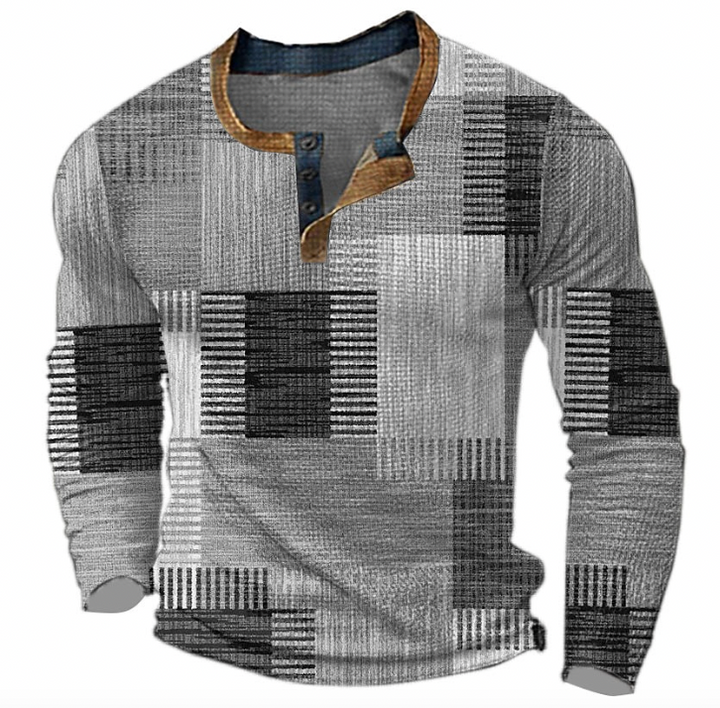 Brian™ | Stylish Henley shirt with geometric pattern