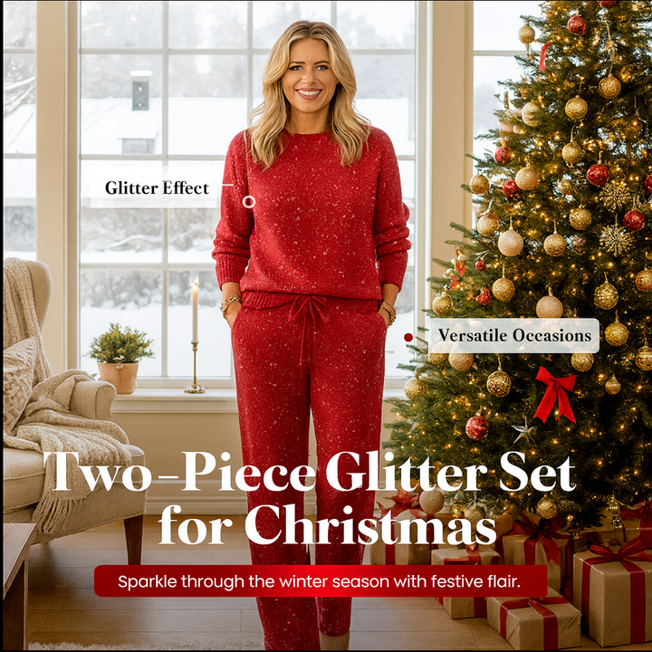 Brittany | Women's Glitter Christmas Two-Piece: Sweatshirt & Pants