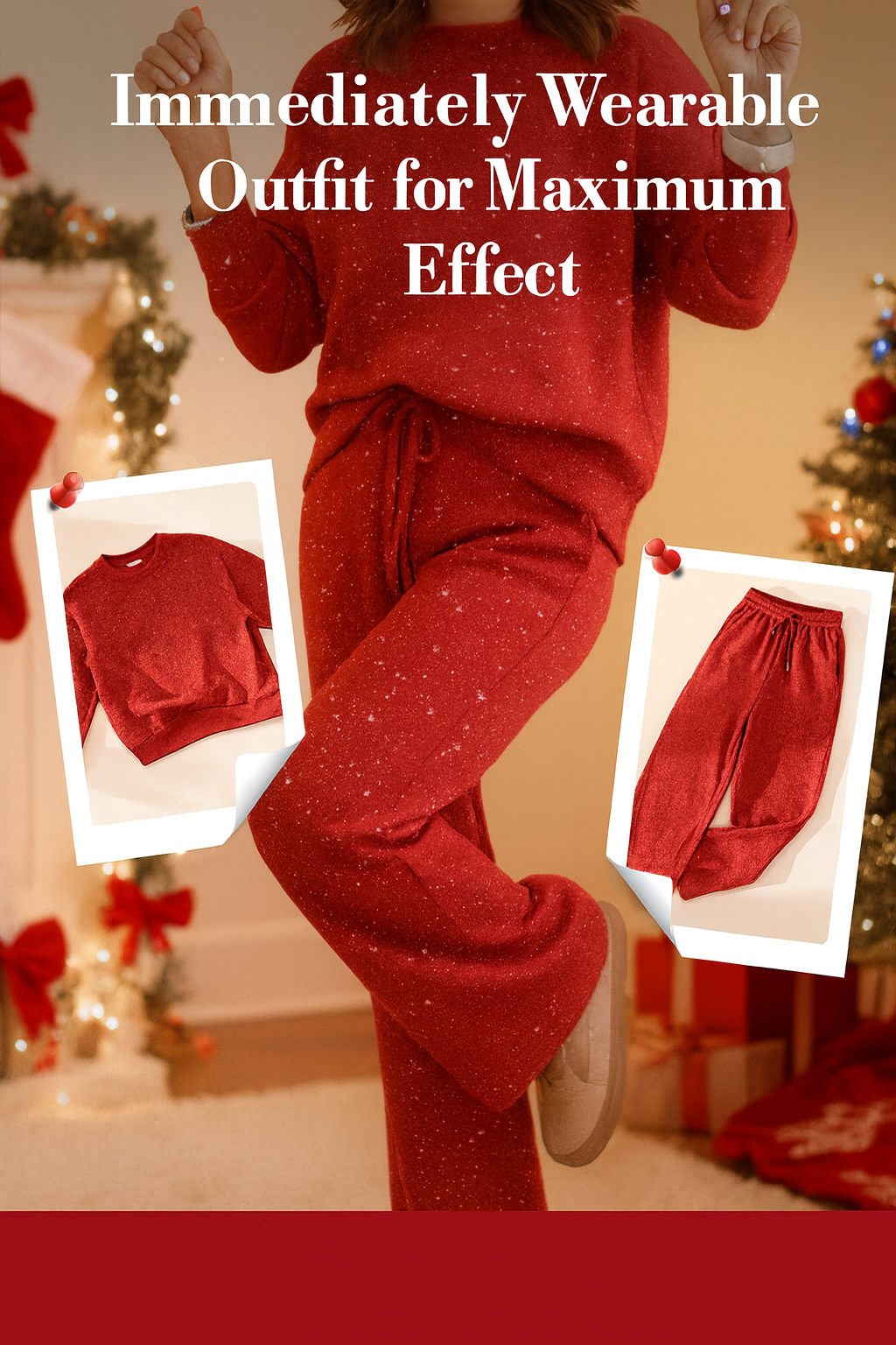 Brittany | Women's Glitter Christmas Two-Piece: Sweatshirt & Pants