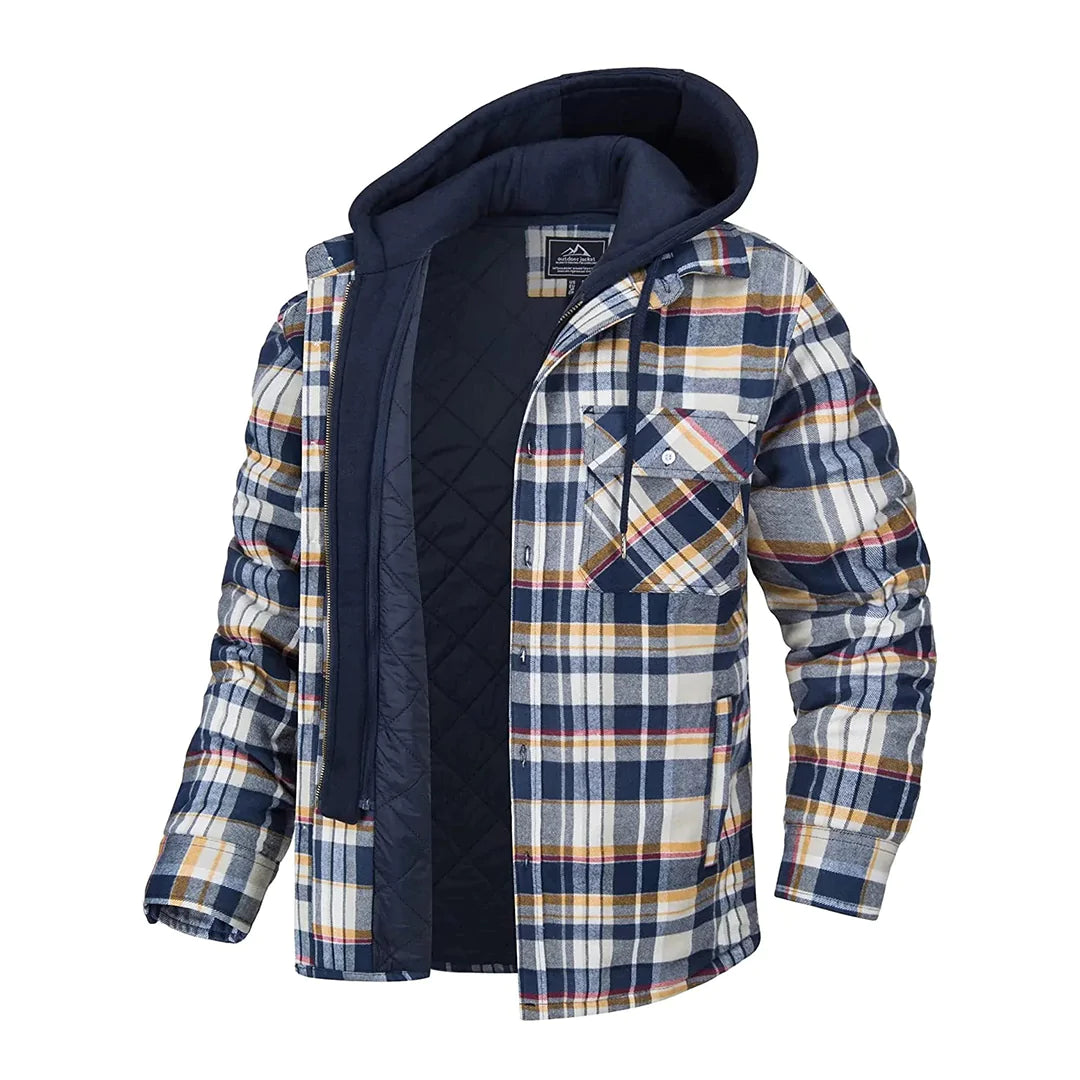 Joel | Checked Hooded Jacket – Warm Casual Outdoor Layer
