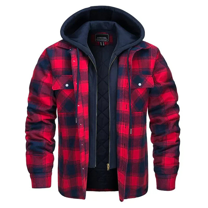 Joel | Checked Hooded Jacket – Warm Casual Outdoor Layer