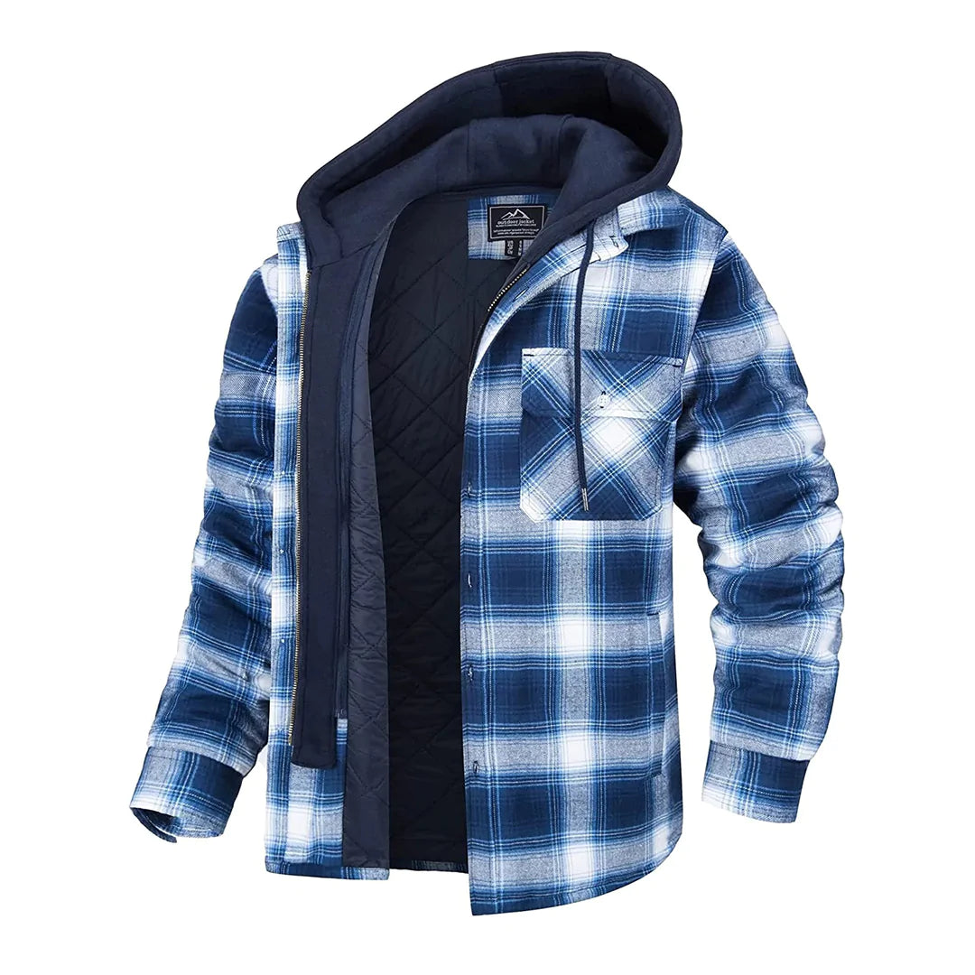 Joel | Checked Hooded Jacket – Warm Casual Outdoor Layer
