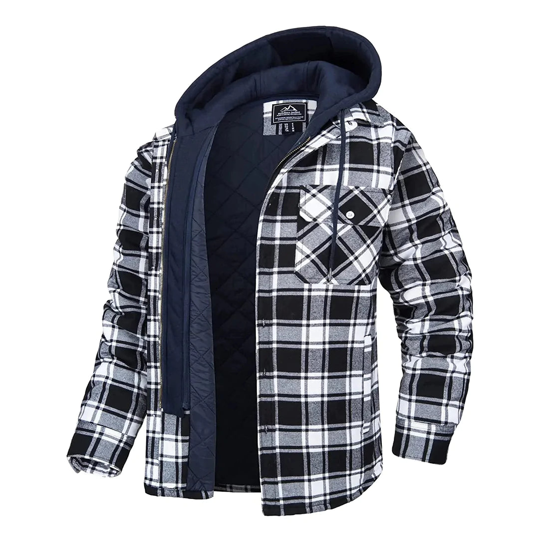 Joel | Checked Hooded Jacket – Warm Casual Outdoor Layer