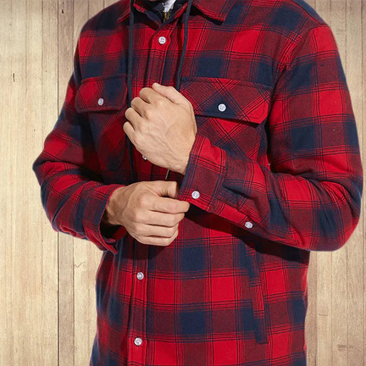 Joel | Checked Hooded Jacket – Warm Casual Outdoor Layer