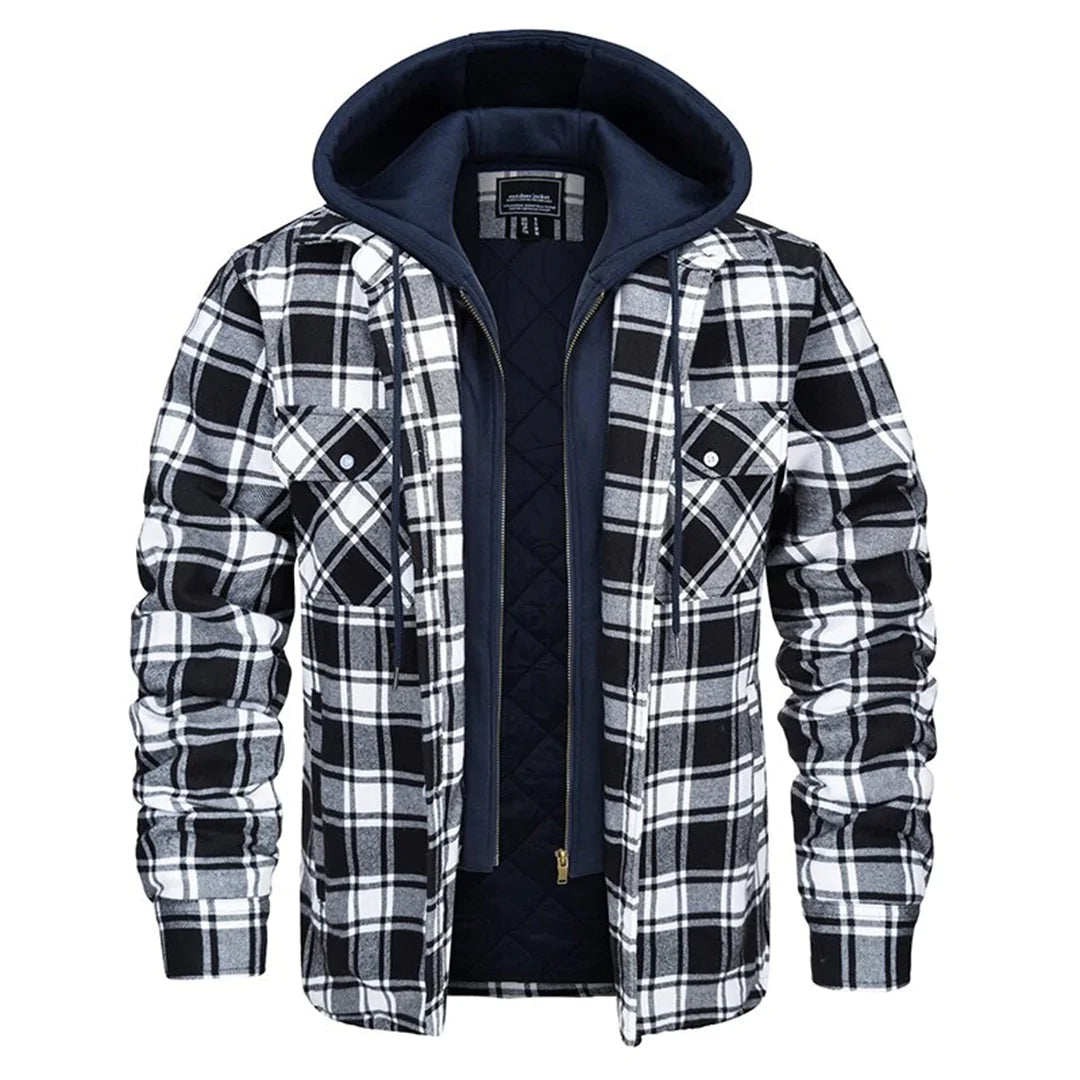 Joel | Checked Hooded Jacket – Warm Casual Outdoor Layer