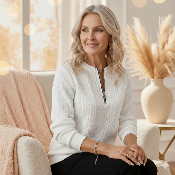 Lie | Zip-up cable knit sweater