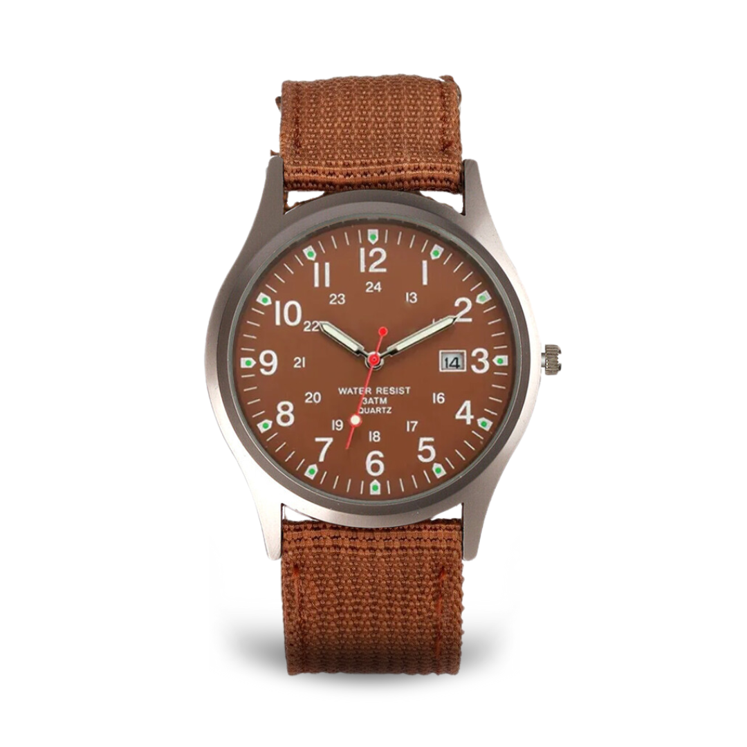 Casual wristwatch inspired by military watches