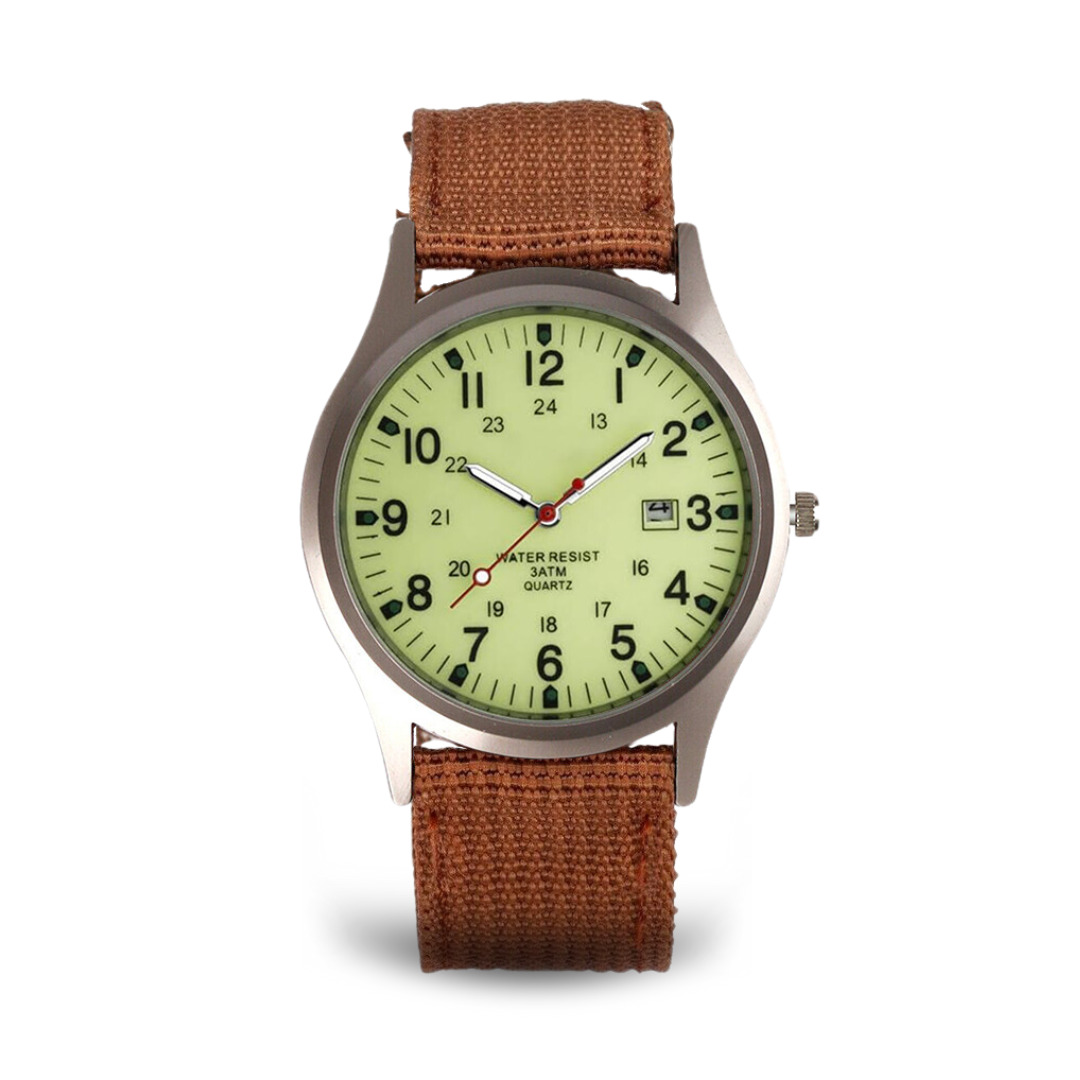 Casual wristwatch inspired by military watches