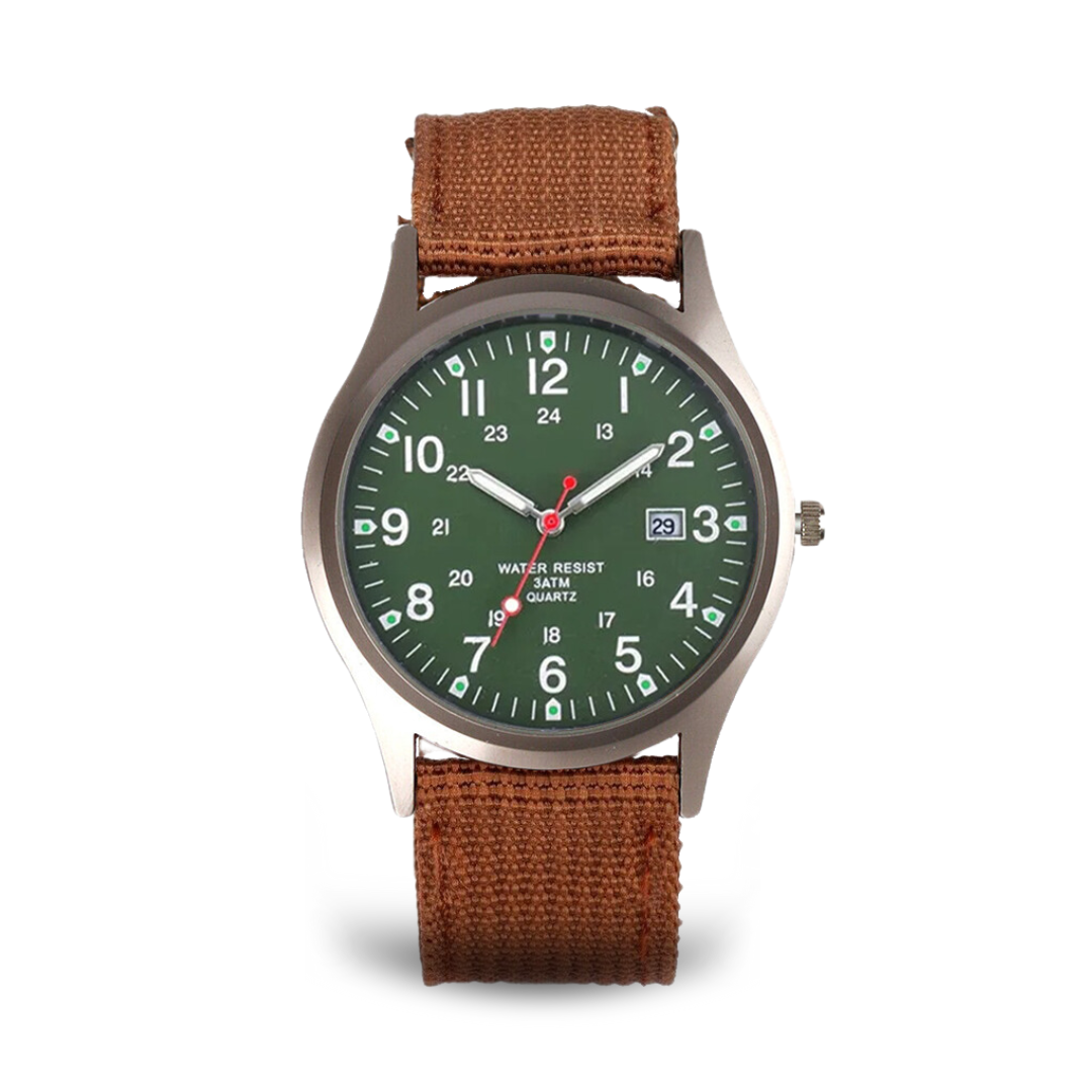 Casual wristwatch inspired by military watches