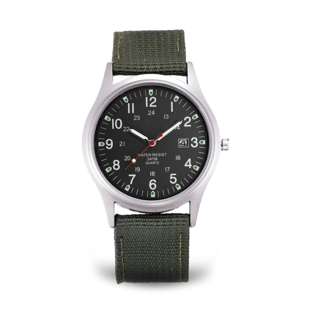 Casual wristwatch inspired by military watches