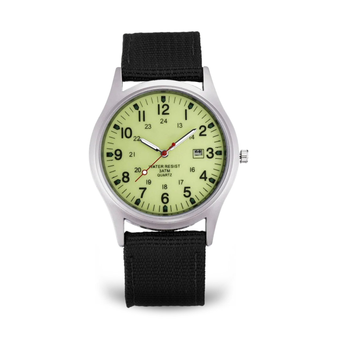 Casual wristwatch inspired by military watches