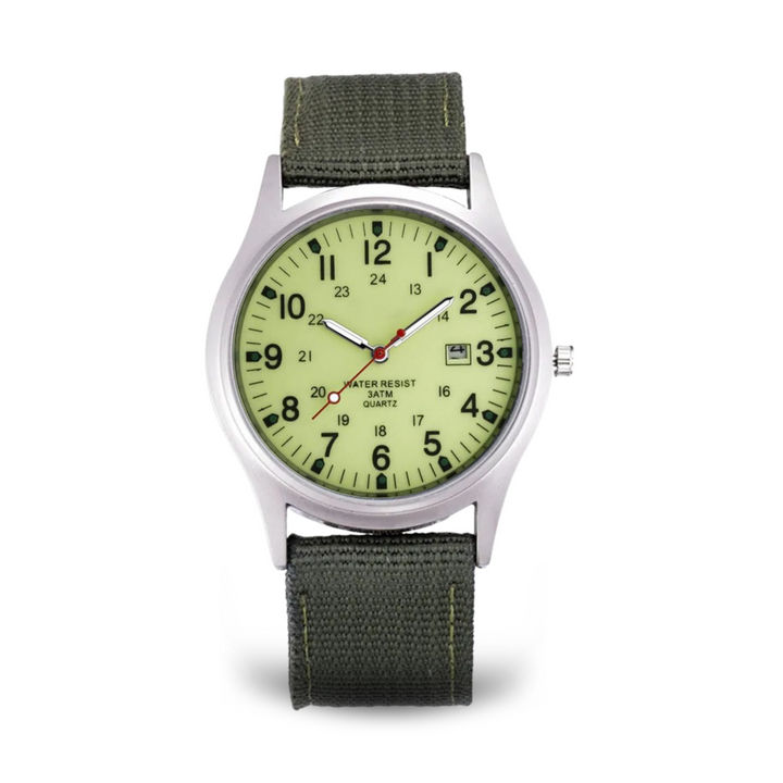 Casual wristwatch inspired by military watches