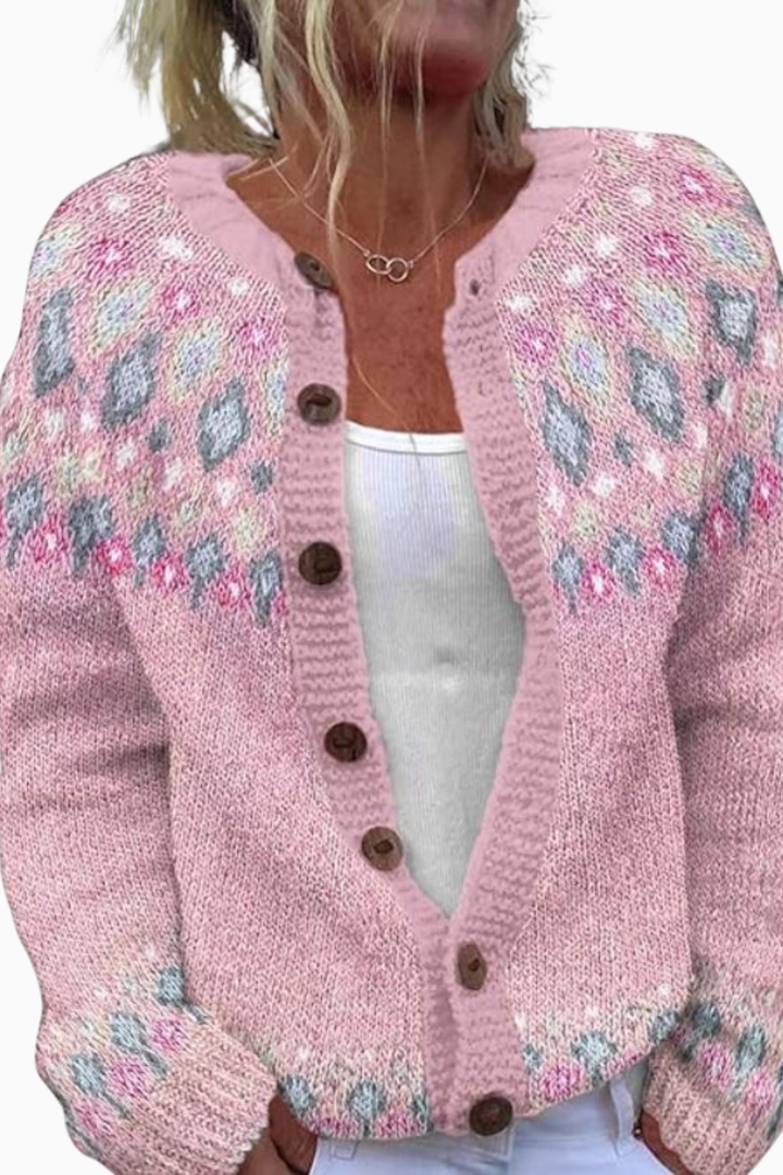 Cassey | Pink Loose Fitting Cardigan