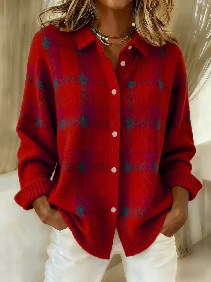 Charlotte | Casual Contrast Plaid Retro Sweater