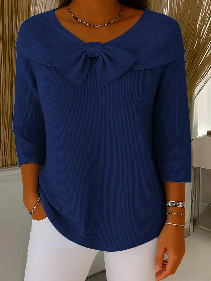 Serenna – Women's Sweater with Bow and Round-Neckline