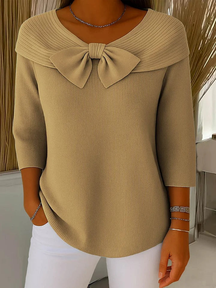 Serenna – Women's Sweater with Bow and Round-Neckline