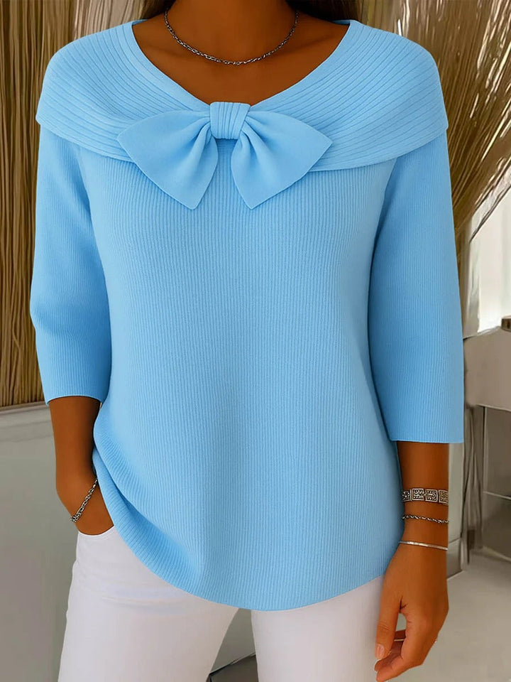 Serenna – Women's Sweater with Bow and Round-Neckline