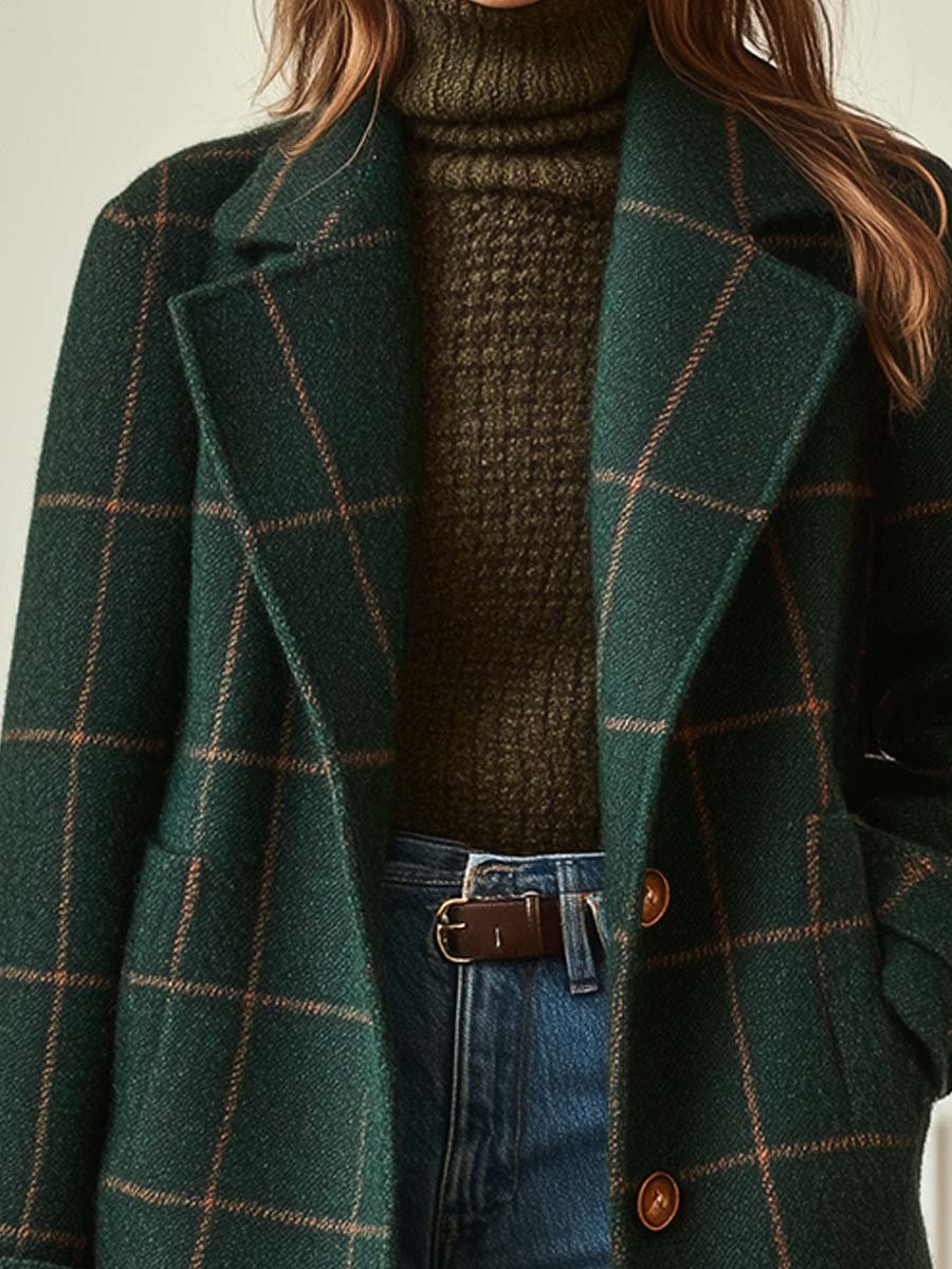 Arvae™ | Wool Check Long Coat